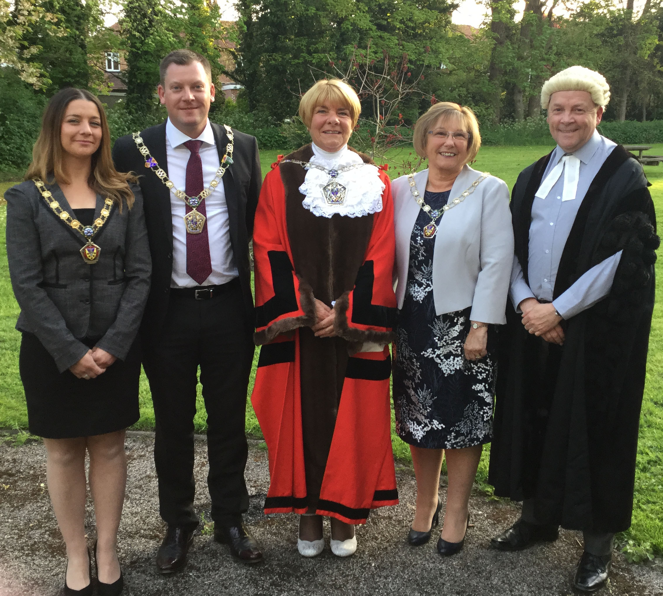 (left to right) Deputy Mayoress Jennie Bywater, Deputy Mayor Michael Barrowclough, Mayor Councillor Marge Anderton, Mayoress Wendy Groves, Chief Executive of Wyre Council Garry Payne