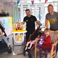 Steven Croft and Dan Whiston meet children at Brian House Children’s Hospice