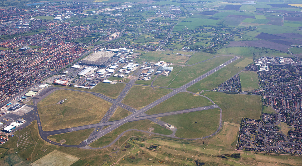 Aerial view of Blackpool Airport and Enterprise Zone