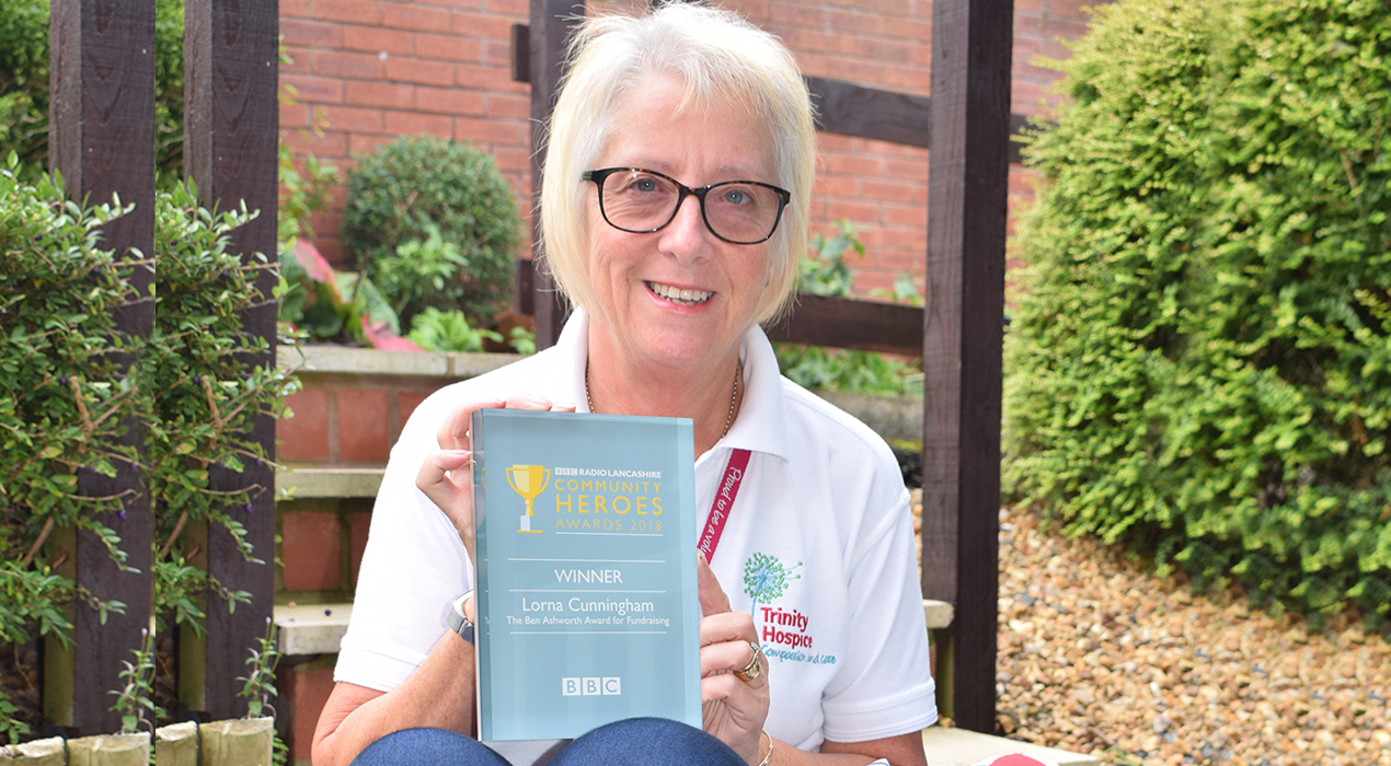 Lorna Cunningham received the Ben Ashworth Award for Fundraising at the BBC Radio Lancashire Community Heroes Awards for her Memory Elephants for Trinity Hospice.