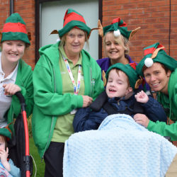 Elizabeth Welsh, three, and Jack Caton, 10, are looking forward to the charity’s Elf Run with staff at Brian House Children’s Hospice.