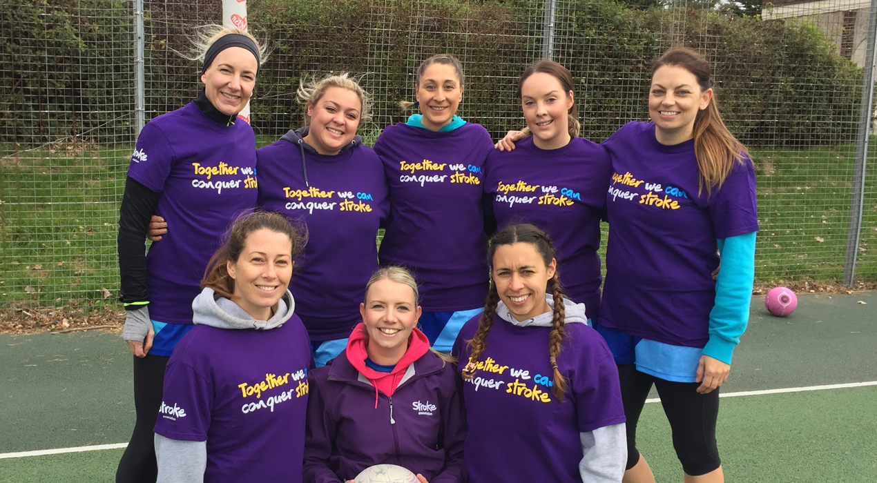 Netball players from the Fylde Netball League wearing t-shirts in aid of raising money for The Stroke Association