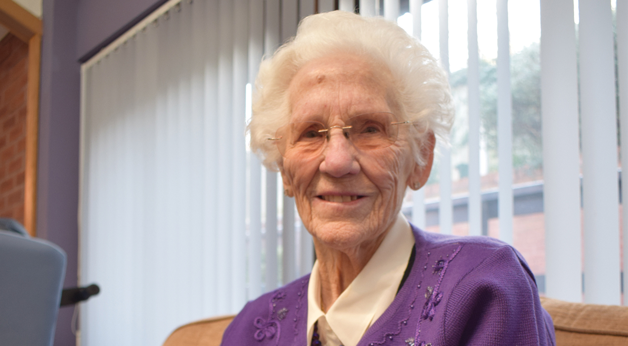Irene Cooney at Trinity Hospice’s Day Therapy Unit, where staff organised for a personal message from Anton du Beke.