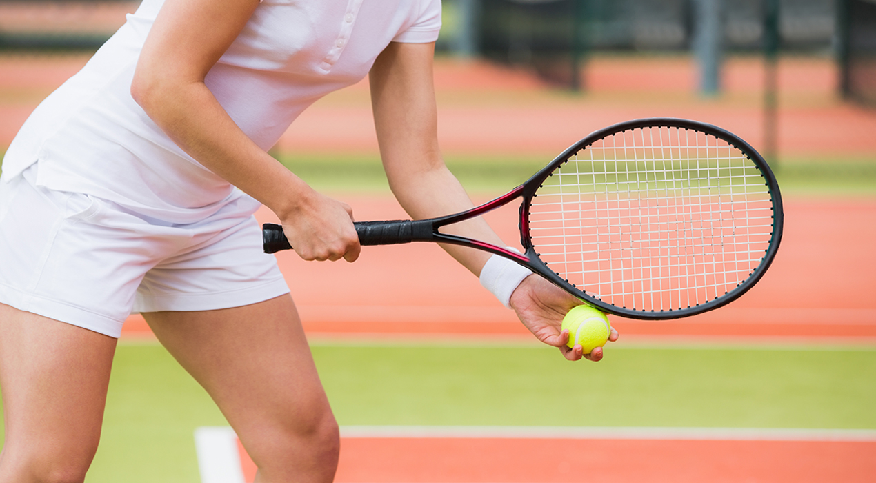 Tennis player ready to serve